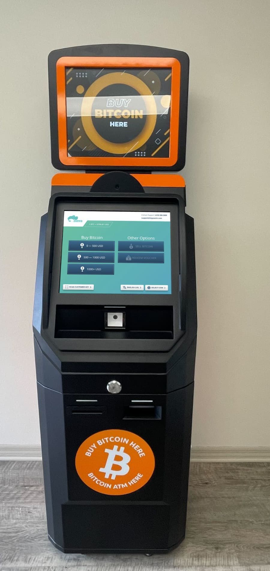 ChainBytes Universal Bitcoin ATM machine with orange topper display